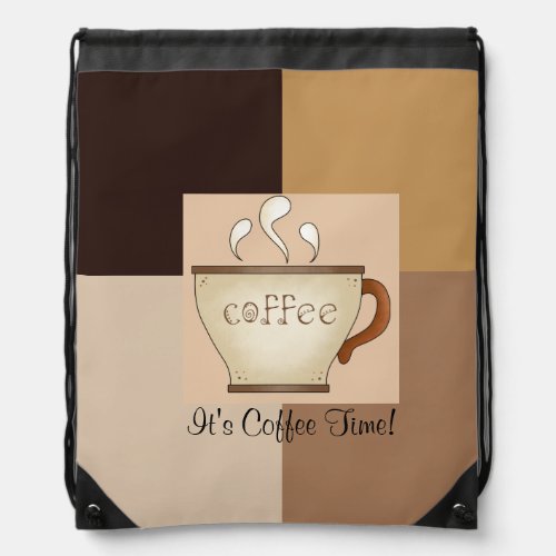 Its Coffee Time Drawstring Bag