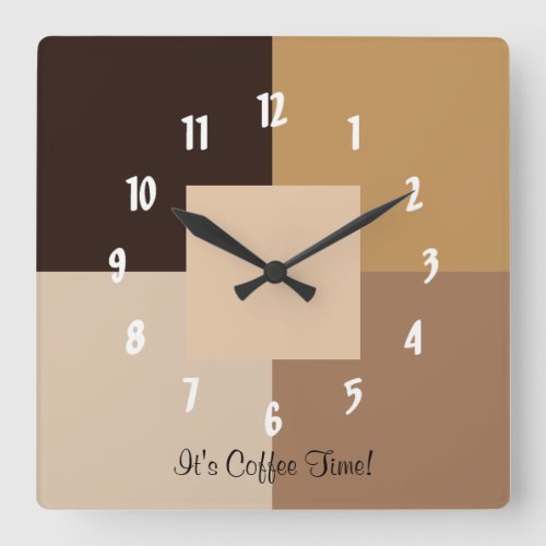 Its Coffee Time Square Wall Clock