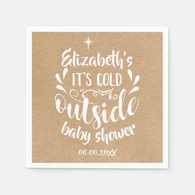Its Cold Outside Baby Shower/Sprinkle Rustic Kraft Napkins (Front)
