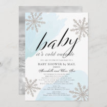 It's Cold Outside Blue Baby Shower by Mail Invitation