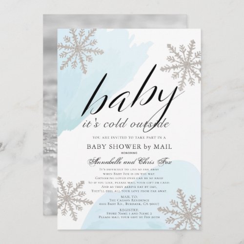Its Cold Outside Blue Baby Shower by Mail Invitation