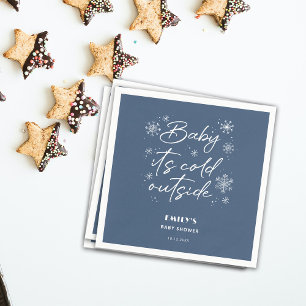 It's cold outside blue baby shower napkins