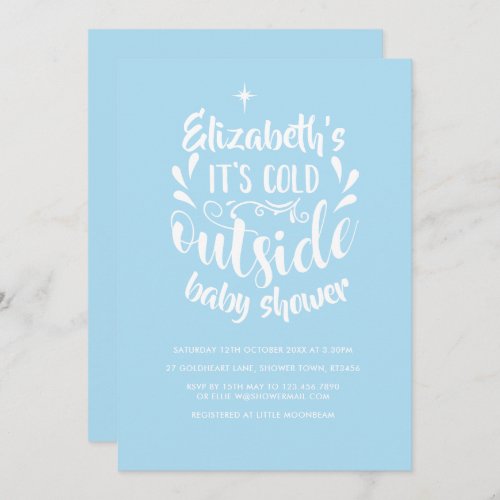 Its Cold Outside Blue Baby Shower  Sprinkle Invitation