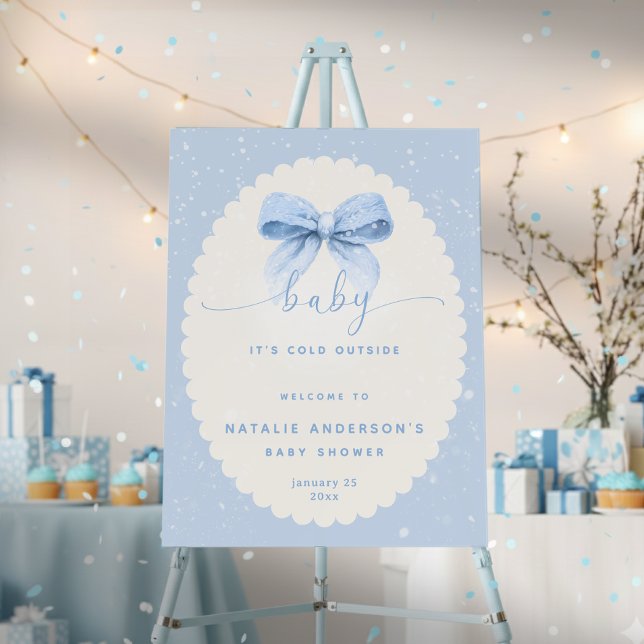 It's Cold Outside Blue Bow Baby Shower Welcome Foam Board (It's Cold Outside Blue Bow Baby Shower Welcome Foam Board)