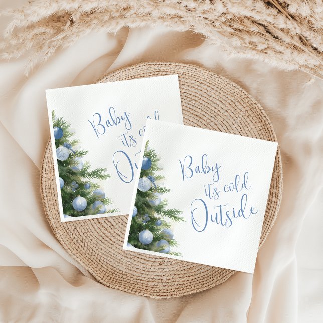 It's Cold Outside Blue Bow Winter Baby Shower Napkins (Creator Uploaded)