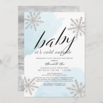 It's Cold Outside Blue Drive-by Baby Shower Invitation