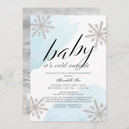 Its Cold Outside Blue Drive_by Baby Shower Invitation