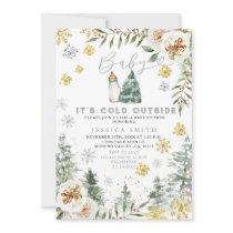 It's Cold Outside Christmas Floral Baby Shower Invitation