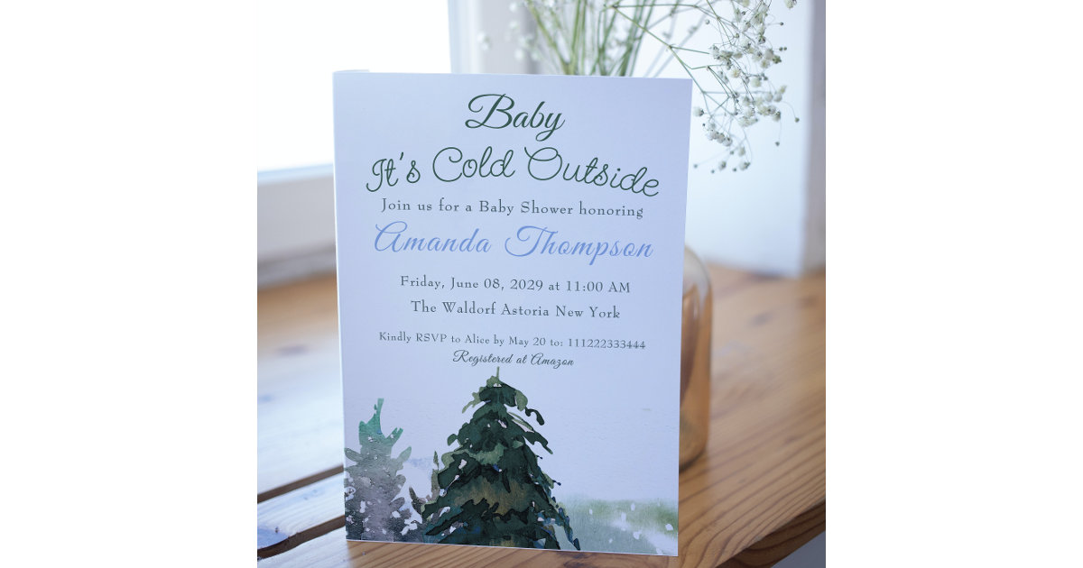 It's Cold Outside Christmas Tree Baby Shower Invitation Zazzle