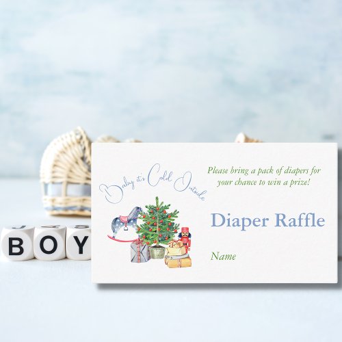 Its Cold Outside Christmas Tree Boy Baby Shower Enclosure Card