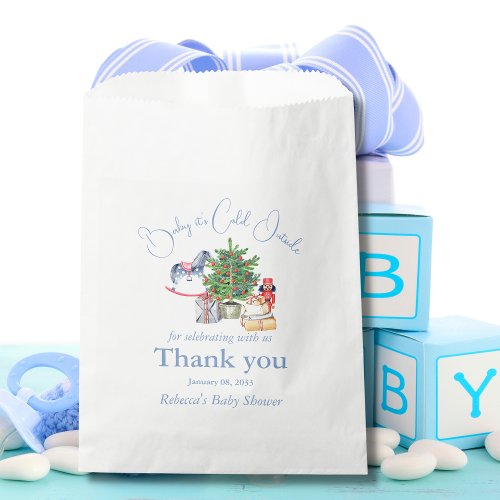 Its Cold Outside Christmas Tree Boy Baby Shower Favor Bag