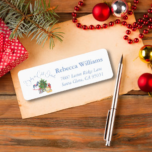 It's Cold Outside Christmas Tree Boy Baby Shower Label