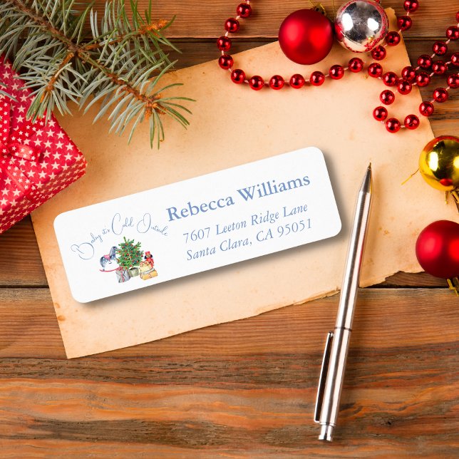 It's Cold Outside Christmas Tree Boy Baby Shower  Label (Creator Uploaded)