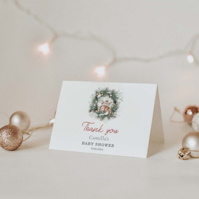 It's Cold Outside Cute Deer Baby Shower  Thank You Card (Creator Uploaded)