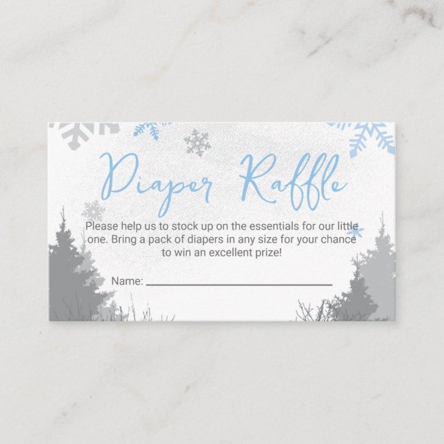 It's Cold Outside Diaper Raffle Ticket Blue Enclosure Card (Front)