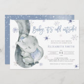 It's Cold Outside Elephant Winter Boy Baby Shower Invitation (Front/Back)