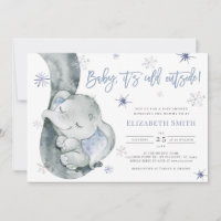 It's Cold Outside Elephant Winter Boy Baby Shower Invitation