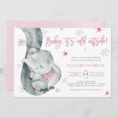 It's Cold Outside Elephant Winter Girl Baby Shower Invitation (Front/Back)