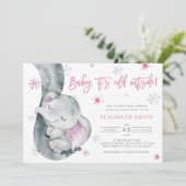It's Cold Outside Elephant Winter Girl Baby Shower Invitation (Standing Front)