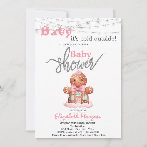Its Cold Outside Gingerbread Girl Baby Shower  Invitation
