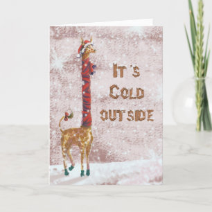 It's cold outside-Giraffe scarf Holiday Card