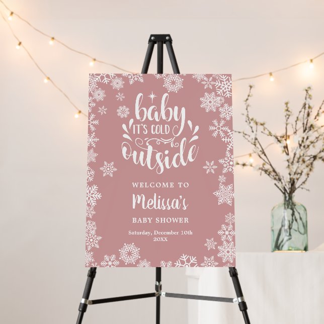 It's Cold Outside Girl Winter Baby Shower Welcome Foam Board (In Situ (Stand))