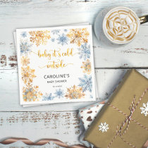 It's Cold Outside Golden Snowflakes Baby Napkins