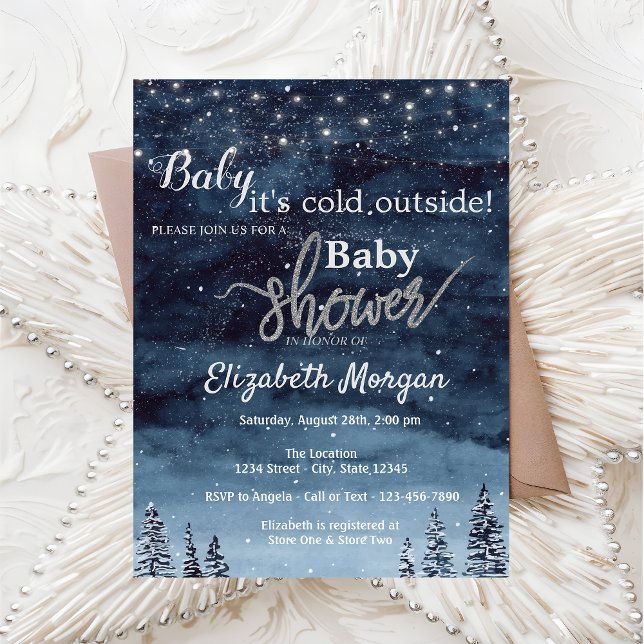 It's Cold Outside,Lights Winter Forest Baby Shower Invitation (Creator Uploaded)