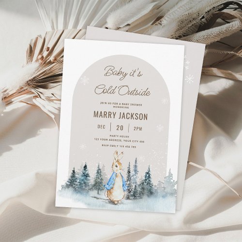 Its cold outside Peter Rabbit Arch baby shower Invitation