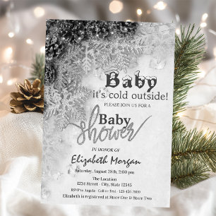 It's Cold Outside Pine Cones Baby Shower Invitation