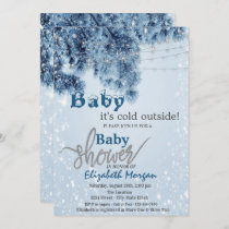 It's Cold Outside Pine Tree Branches Baby Shower  Invitation