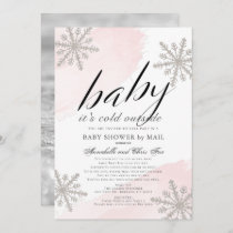 It's Cold Outside Pink Baby Shower by Mail Invitation