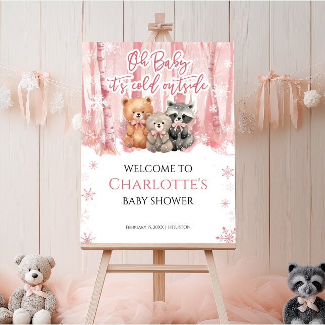 its cold outside Pink Baby Shower Welcome Sign (Creator Uploaded)