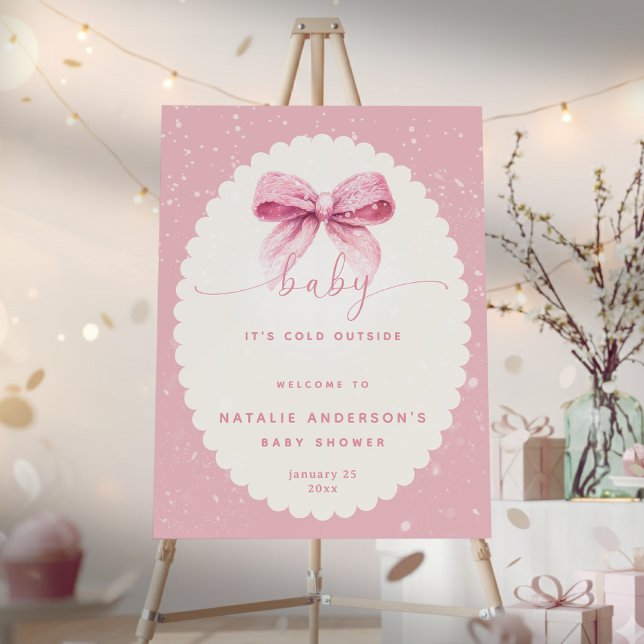 It's Cold Outside Pink Bow Baby Shower Welcome Foam Board (It's Cold Outside Pink Bow Baby Shower Welcome Foam Board)