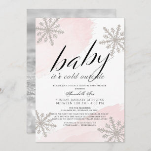 It's Cold Outside Pink Drive-by Baby Shower Invitation