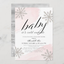 It's Cold Outside Pink Virtual Baby Shower Invitation