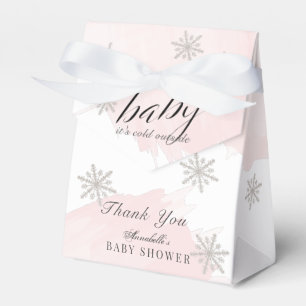 It's Cold Outside Pink Watercolor Baby Shower Favor Boxes