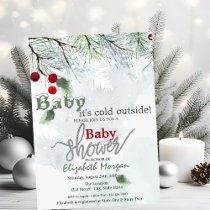 It's Cold Outside Snow Branches Baby Shower  Invitation