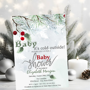 It's Cold Outside Snow Branches Baby Shower Invitation
