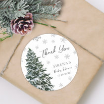It's Cold Outside | Snow Winter Tree Baby Shower Classic Round Sticker