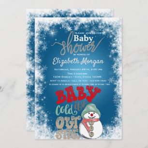 It's Cold Outside,Snowman Snowflakes Baby Shower Invitation
