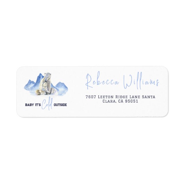 It's Cold Outside Winter Bear Baby Shower Address Label (Front)