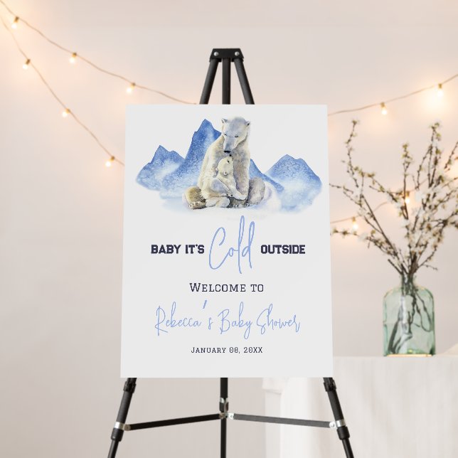 It's Cold Outside Winter Bear Baby Shower Welcome Foam Board (In Situ (Stand))