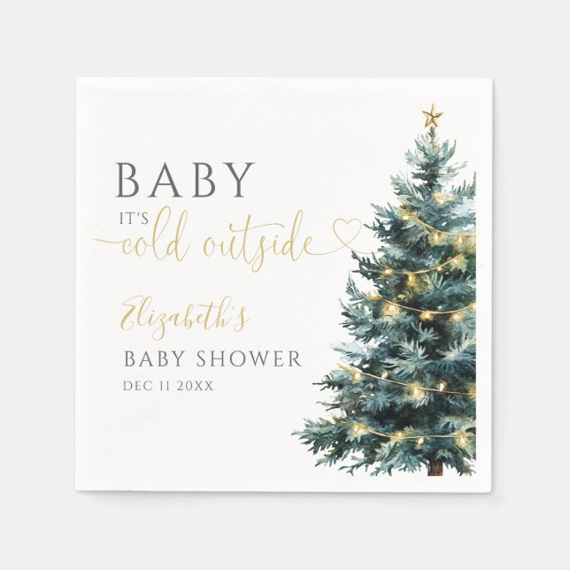 Its Cold Outside Winter Christmas Baby Shower Napkins (Front)