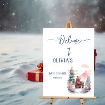 Its Cold Outside Winter Forest Bears Baby Shower