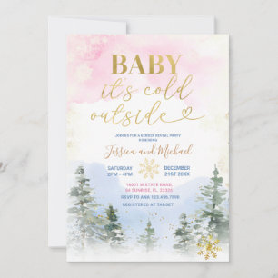 Its Cold Outside Winter Gender Reveal Baby Shower Invitation