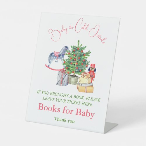 Its Cold Outside Winter Girl Book for Baby Shower Pedestal Sign