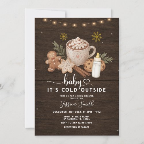 Its Cold Outside Winter Hot Cocoa Baby Shower Invitation