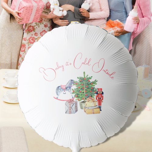 Its Cold Outside Winter Pink Girl Baby Shower Balloon