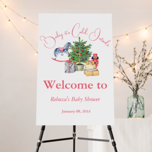 Its Cold Outside Winter Pink Girl Baby Shower Foam Board